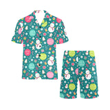 Snowman bird decorative elements christmas pattern Men's V-Neck Short Pajama Set
