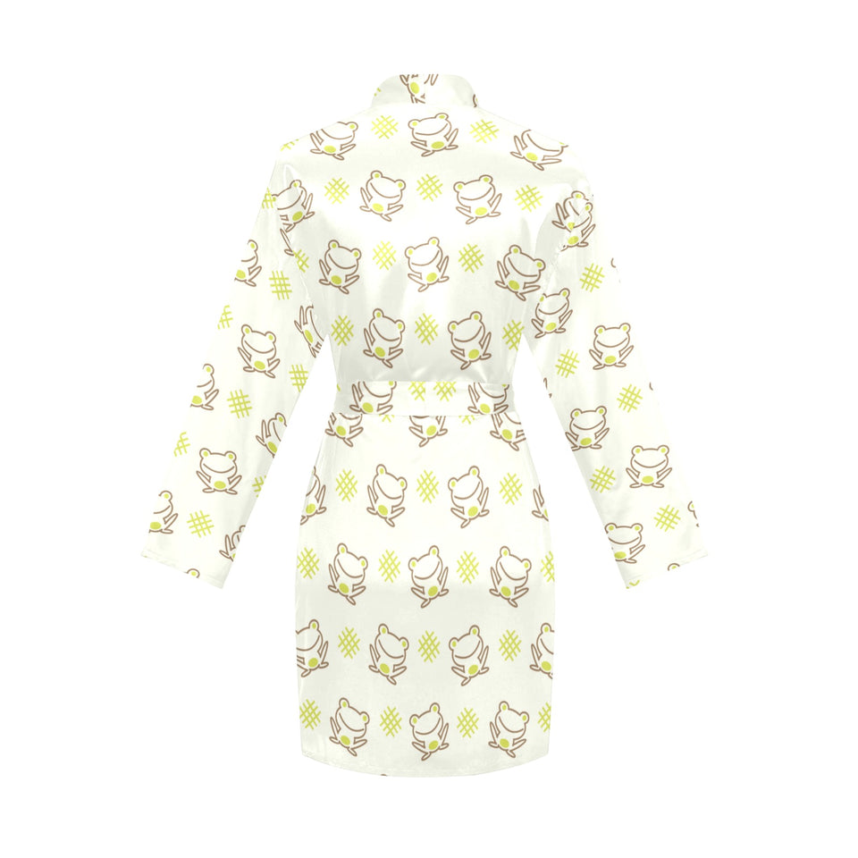 Cute cartoon frog baby pattern Women's Long Sleeve Belted Night Robe