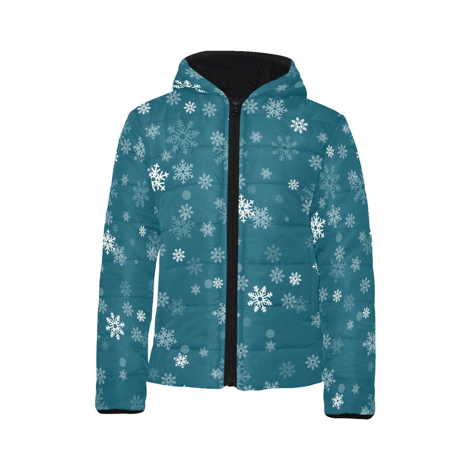 Snowflake pattern dark background Kids' Boys' Girls' Padded Hooded Jacket