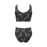 Hand drawn boomerang Australian aboriginal ornamen Chest Bowknot High Waisted Bikini Swimsuit