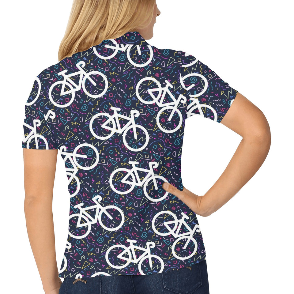 Bicycle Pattern Print Design 03 Women's All Over Print Polo Shirt