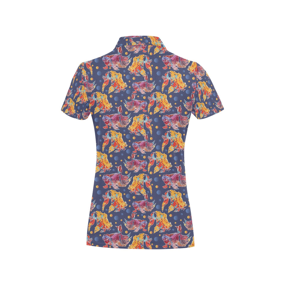 Goldfish Pattern Print Design 05 Women's All Over Print Polo Shirt