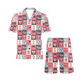 British Pattern Print Design 05 Men's V-Neck Short Pajama Set
