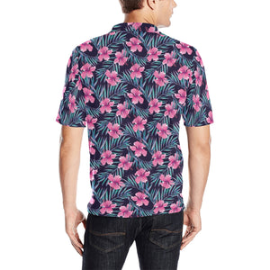 Hibiscus Pattern Print Design 05 Men's All Over Print Polo Shirt