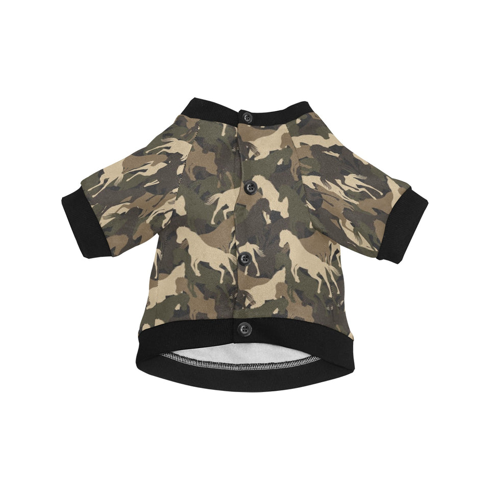 Horse Camouflage Pattern All Over Print Pet Dog Round Neck Fuzzy Shirt