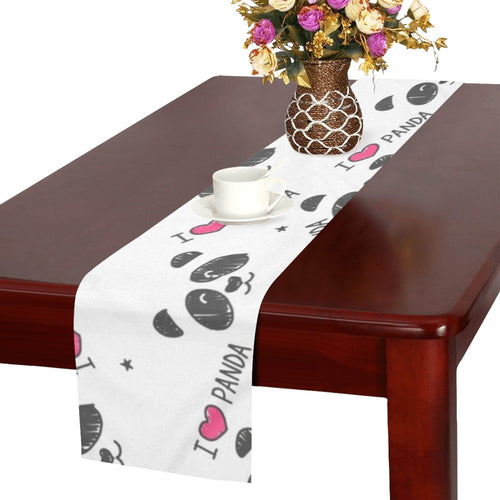 Hand Drawn faces of pandas pattern Table Runner