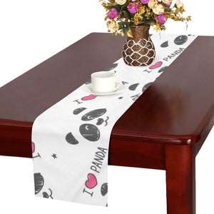 Hand Drawn faces of pandas pattern Table Runner
