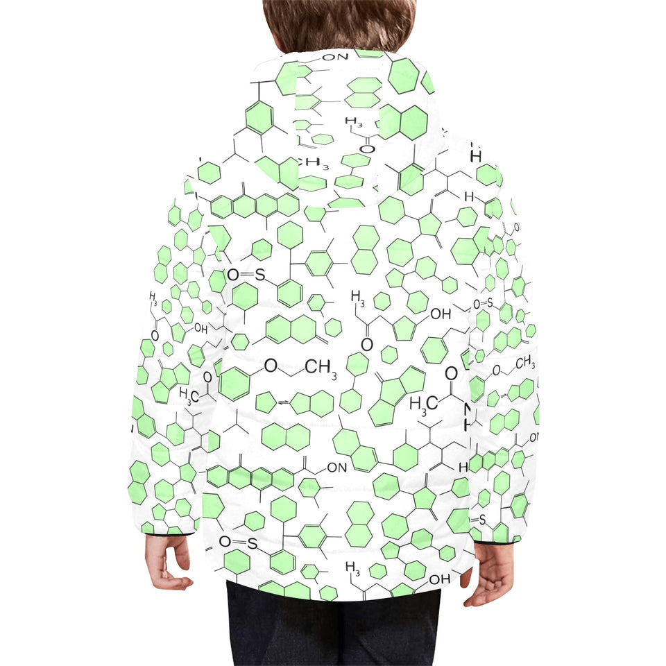 Chemistry Periodic Table Pattern Print Design 03 Kids' Boys' Girls' Padded Hooded Jacket