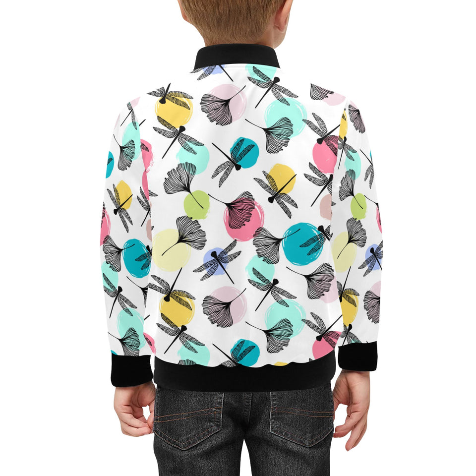 Dragonflies ginkgo leaves pattern Kids' Boys' Girls' Bomber Jacket