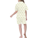 Cute cartoon frog baby pattern Kids' Boys' Girls' V-Neck Short Pajama Set