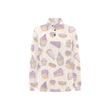 Cakes pies tarts muffins and eclairs purple bluebe Women's Long Sleeve Polo Shirt