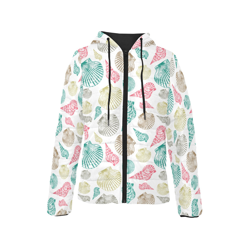Colorful shell pattern Women's Padded Hooded Jacket