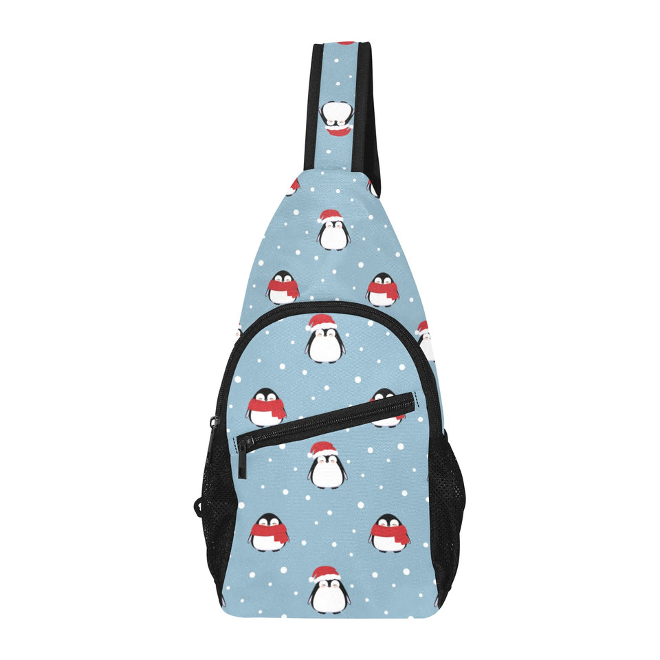 Cute penguin christmas snow pattern All Over Print Chest Bag