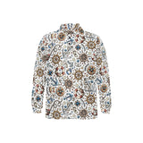 Cute nautical steering wheel anchor pattern Men's Long Sleeve Polo Shirt