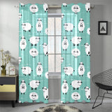 Cute sheep green background Gauze Curtain