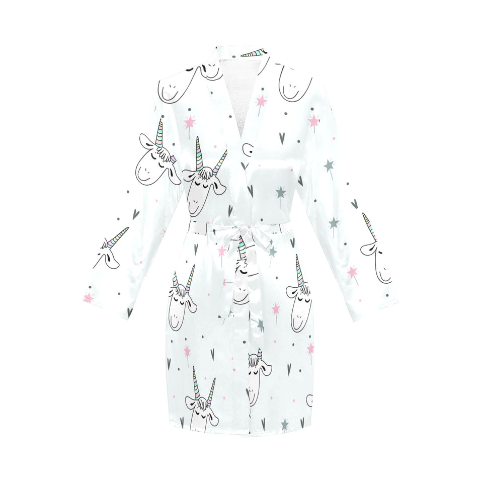 Cute goat design pattern Women's Long Sleeve Belted Night Robe