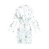 Cute goat design pattern Women's Long Sleeve Belted Night Robe