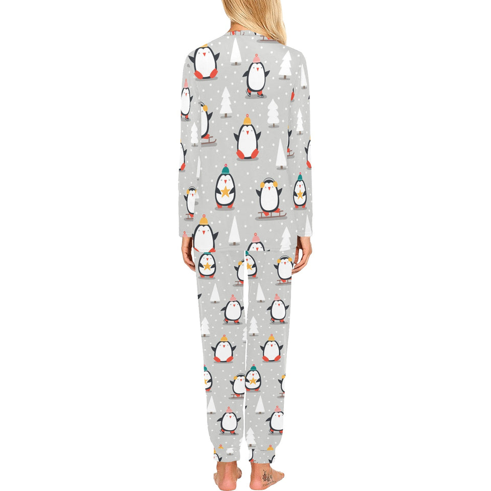 Cute Penguin christmas pattern Women's All Over Print Pajama Set