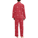 Christmas tree star snow red background Men's Long Pajama Set