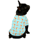 Fox pattern blue b ackground All Over Print Pet Dog Round Neck Fuzzy Shirt