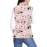 Cows milk product pink background Women's Padded Vest