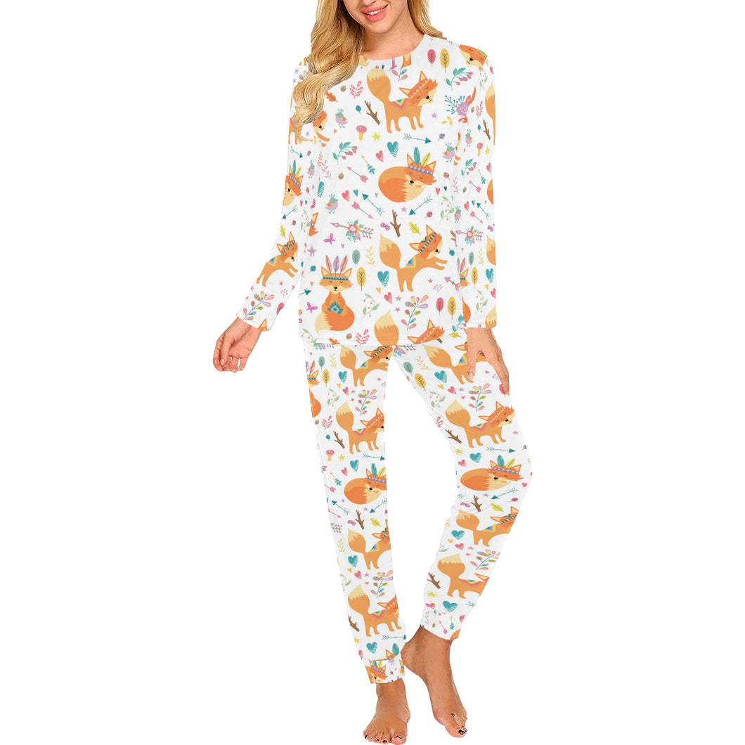 cute tribal fox pattern Women's All Over Print Pajama Set