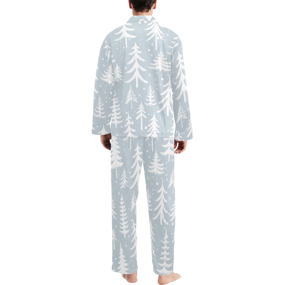 Christmas tree winter forest pattern Men's Long Pajama Set