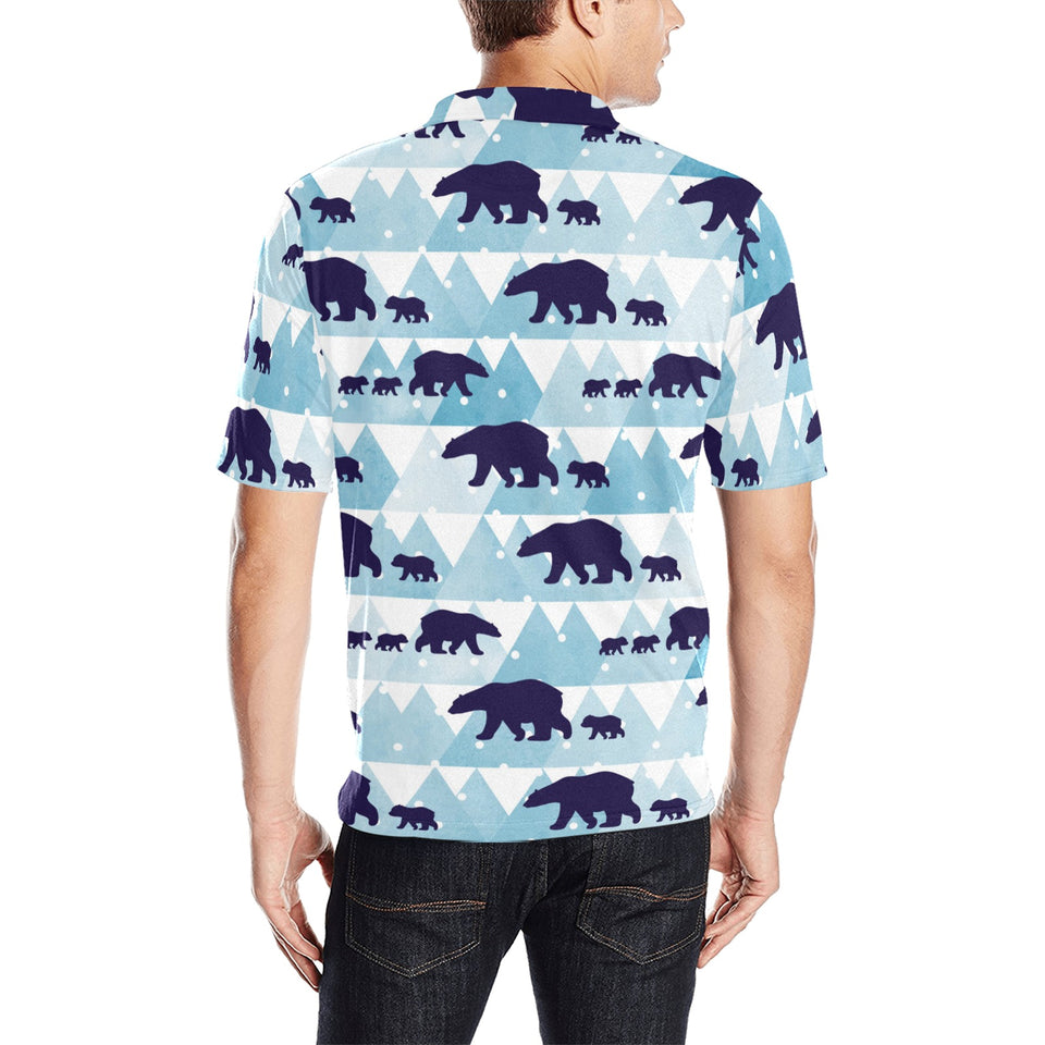 polar bear winter snow pattern Men's All Over Print Polo Shirt