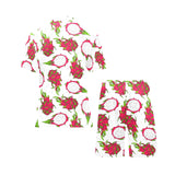 dragon fruits white background Men's V-Neck Short Pajama Set