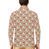 English Bulldog Pattern Print Design 05 Men's Long Sleeve Polo Shirt