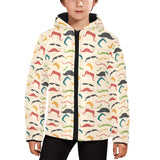 Mustache Beard Pattern Print Design 03 Kids' Boys' Girls' Padded Hooded Jacket