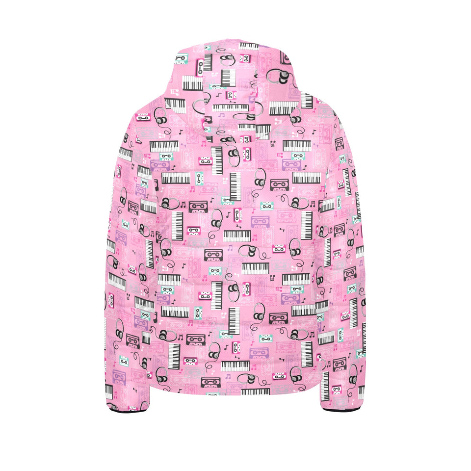Piano Pattern Print Design 01 Kids' Boys' Girls' Padded Hooded Jacket