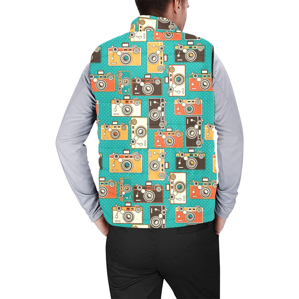 Camera Pattern Print Design 03 Men's Padded Vest