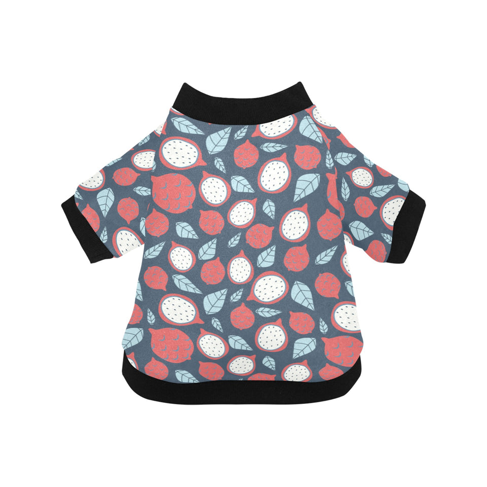 dragon fruits dark blue background All Over Print Pet Dog Round Neck Fuzzy Shirt