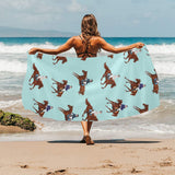 Horses running horses rider pattern Beach Towel