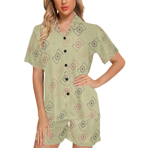Camera Pattern Print Design 01 Women's V-Neck Short Pajama Set