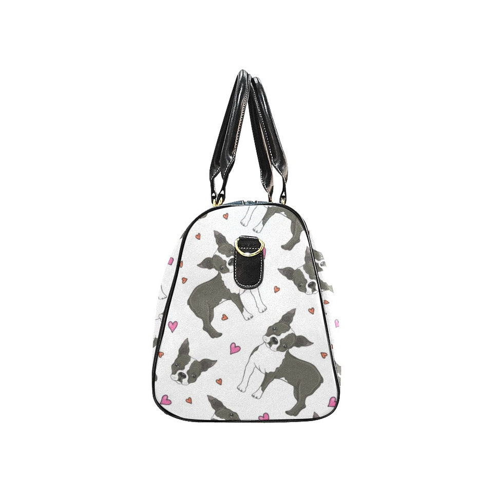 Boston terrier dog hearts vector pattern Travel Bag