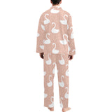 Swan flower light pink background Men's Long Pajama Set