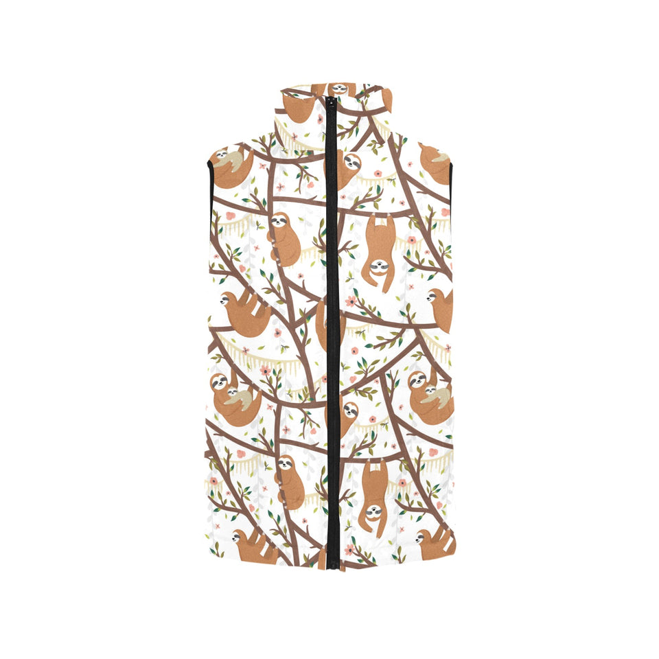 Sloths hanging on the tree pattern Women's Padded Vest