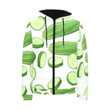 cucumber whole slices pattern Men's Padded Hooded Jacket