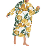 yellow tulips pattern Blanket Robe with Sleeves
