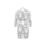 Rabbit cloud Pattern Men's Long Sleeve Belted Night Robe