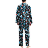 Skull flower roses leave pattern Men's Long Pajama Set