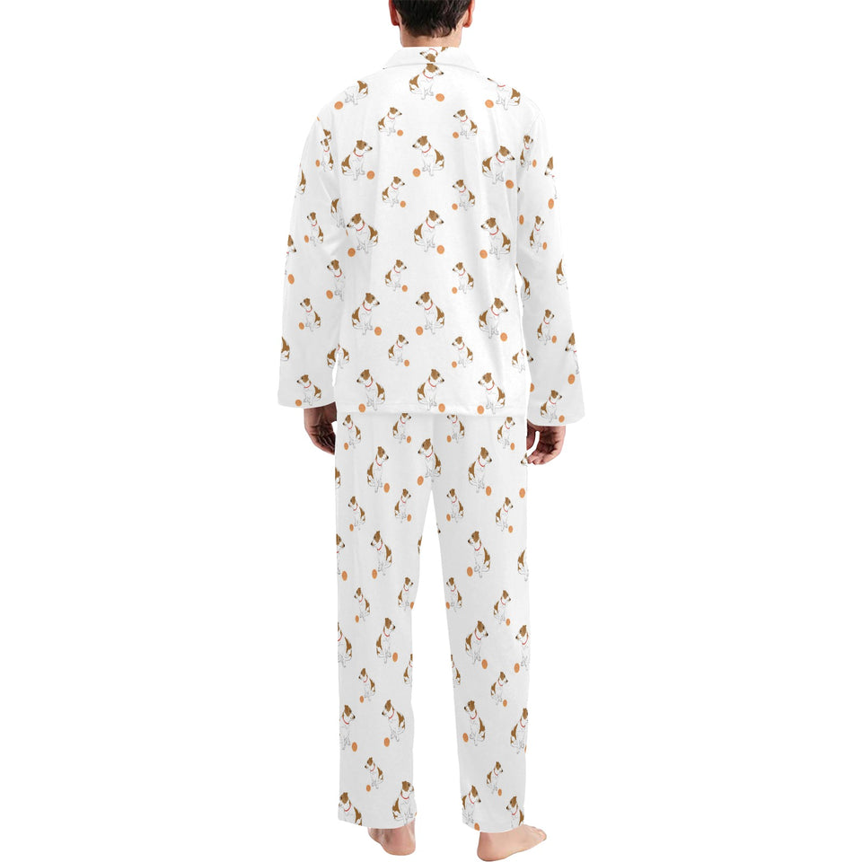 Jack Russel Pattern Print Design 05 Men's Long Pajama Set