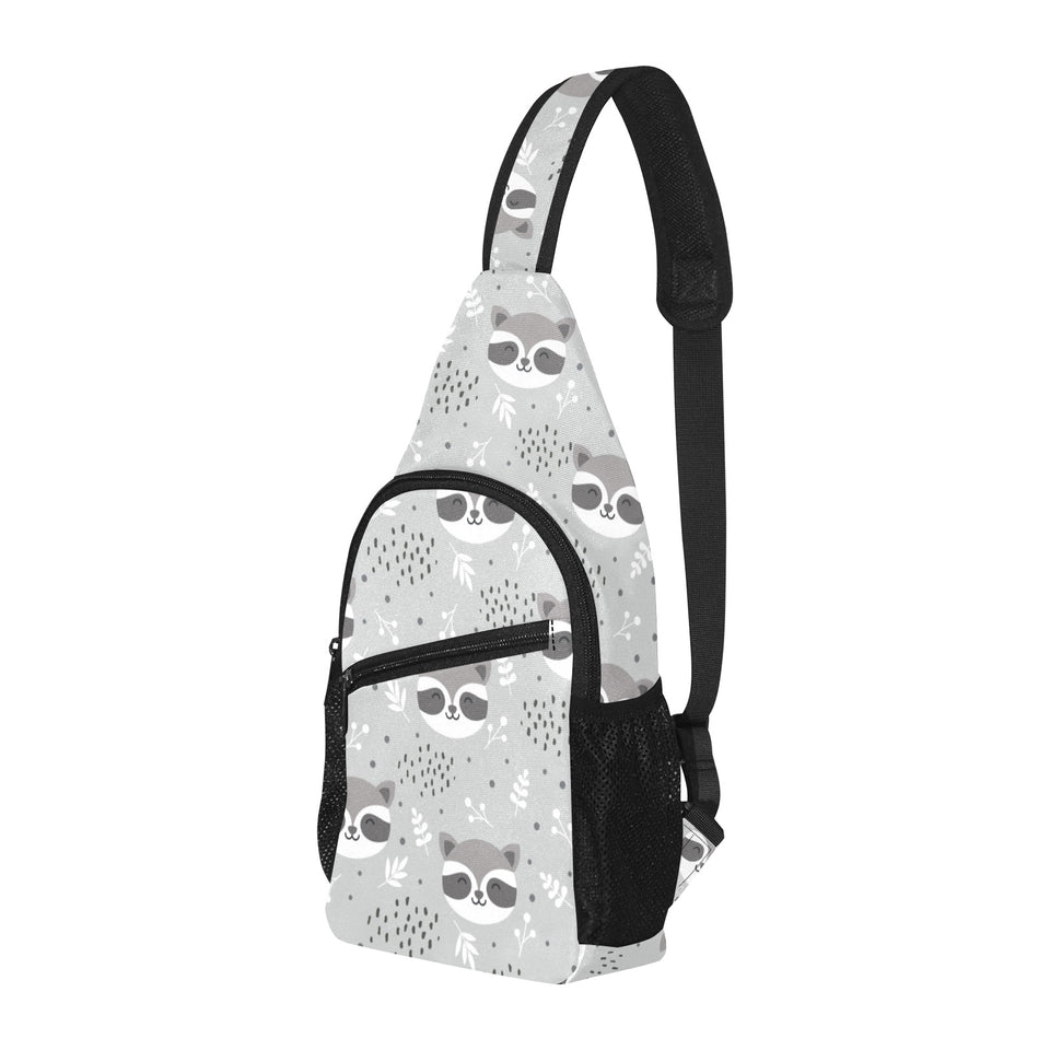 Cute raccoons leaves dot All Over Print Chest Bag