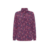 Eiffel Tower Heart Pattern Print Design 04 Women's Long Sleeve Polo Shirt