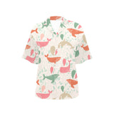 Cute whale pattern Women's All Over Print Hawaiian Shirt