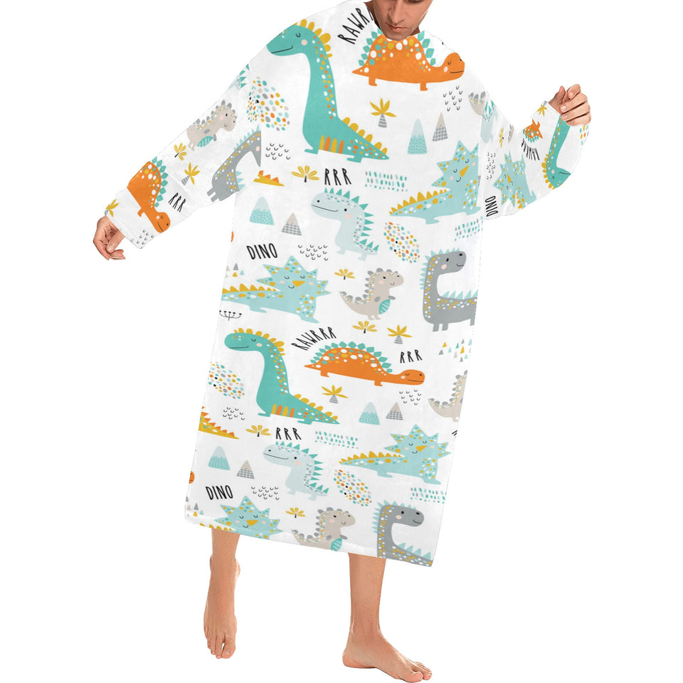 Cute funny kids dinosaurs pattern Blanket Robe with Sleeves