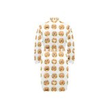 Hamburger Pattern Print Design 04 Men's Long Sleeve Belted Night Robe