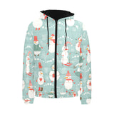 Cute snowman pattern Men's Padded Hooded Jacket